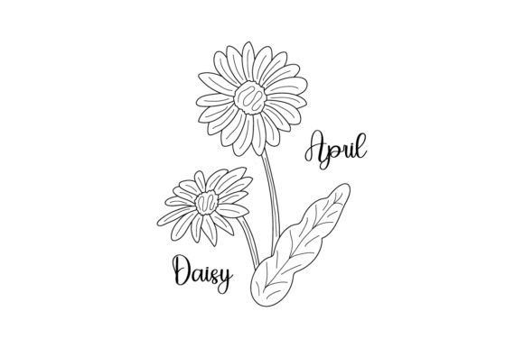 Birth Month Flowers - April Daisy Embroidery